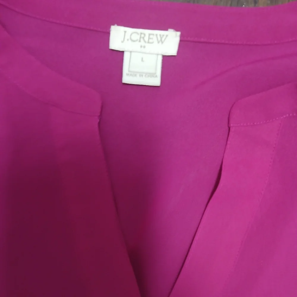 J. Crew Fuchsia V-Neck Bell Sleeve Blouse